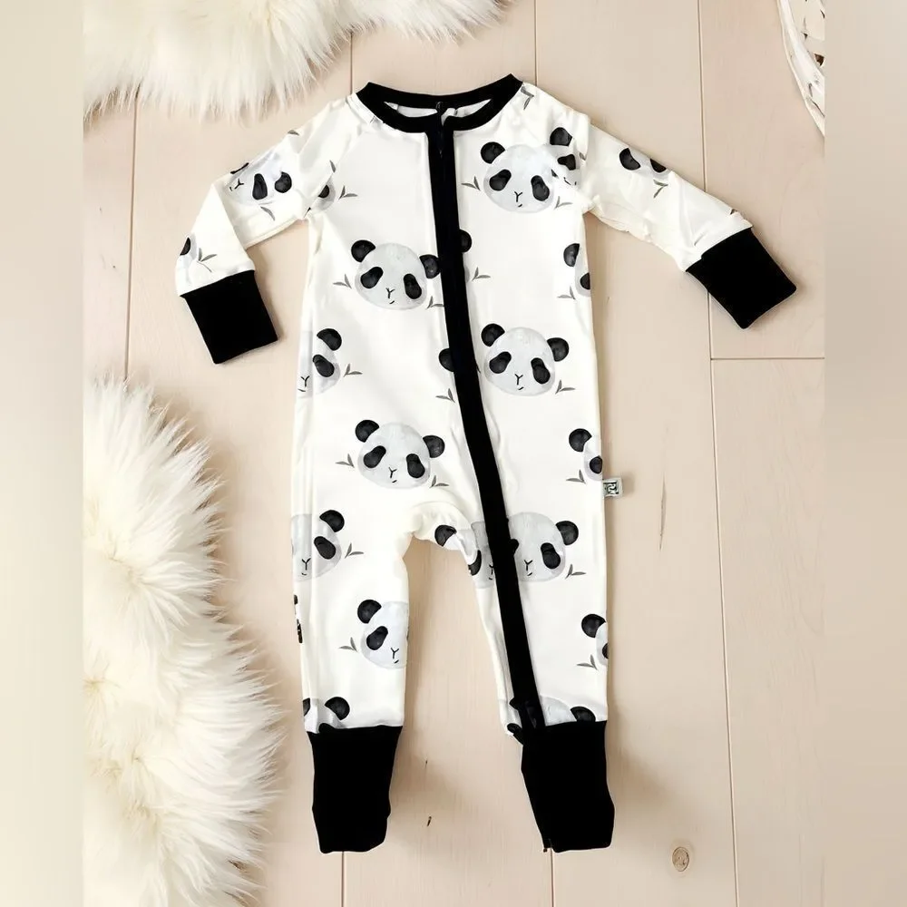 Organic Bamboo Baby Onesie with Panda Print